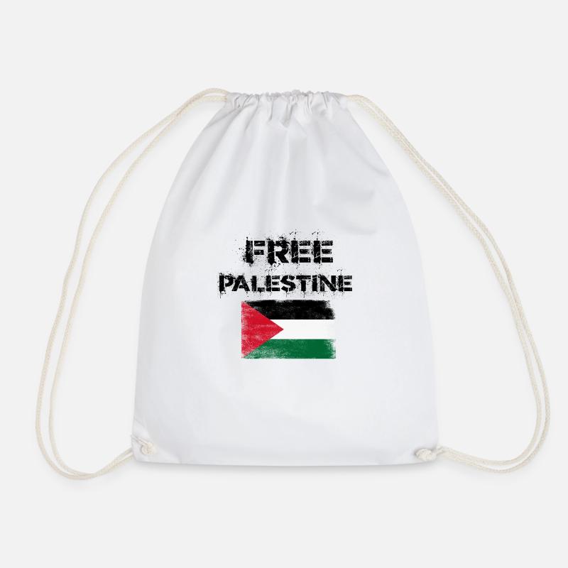 free palestine palestine - Drawstring Bag - white