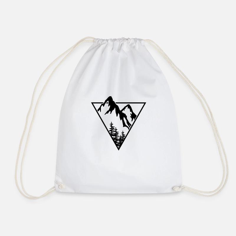 Triangle, Mountains, Forest - Drawstring Bag - white