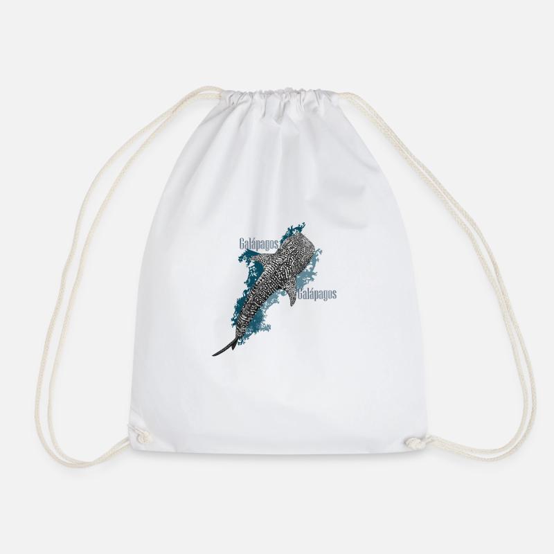 Galapagos Whale Shark - Drawstring Bag - white