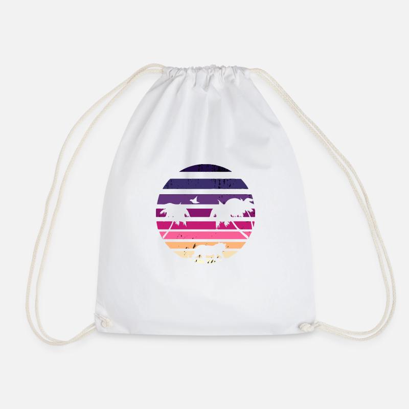 Retro Jungle Tiger - Drawstring Bag - white
