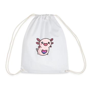 Sweet Axolotl Bi Queer Flag Flag LGBTQ Kawaii - Drawstring Bag - white - Front