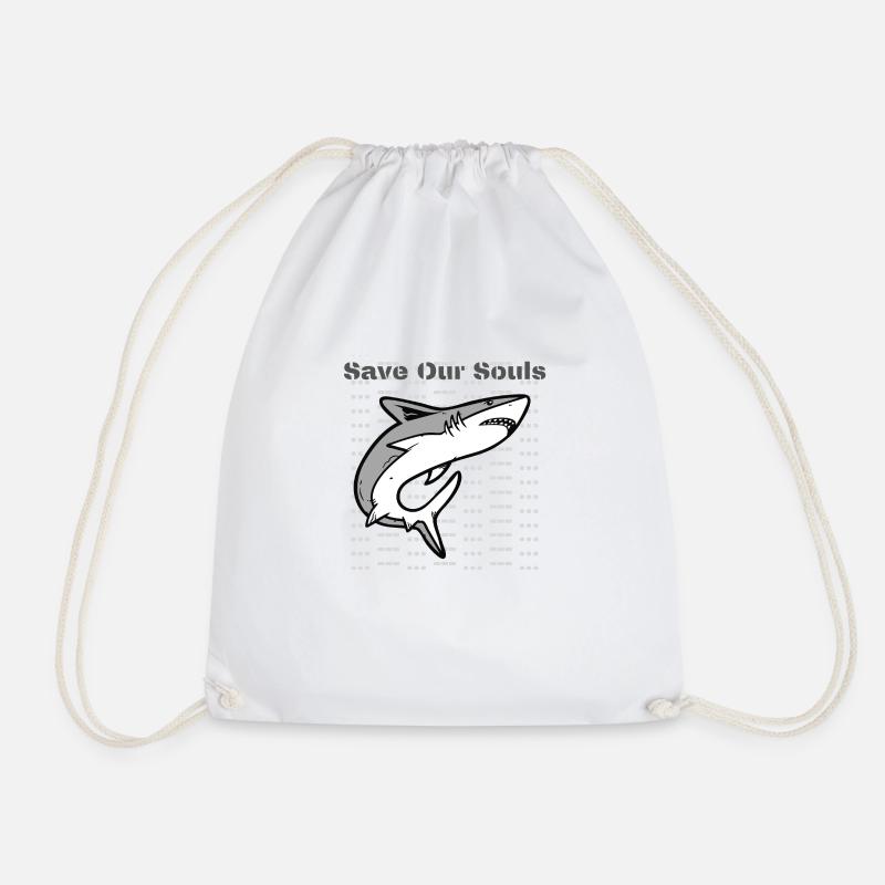 Save Our Souls Shark - Drawstring Bag - white