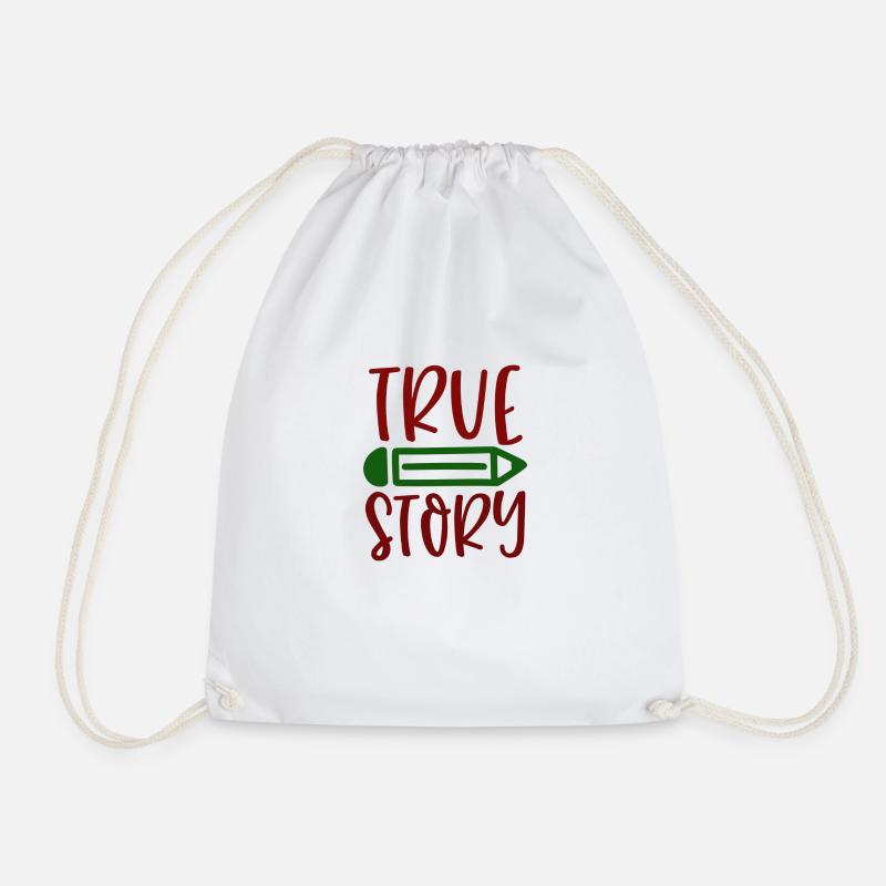 True story - Drawstring Bag - white