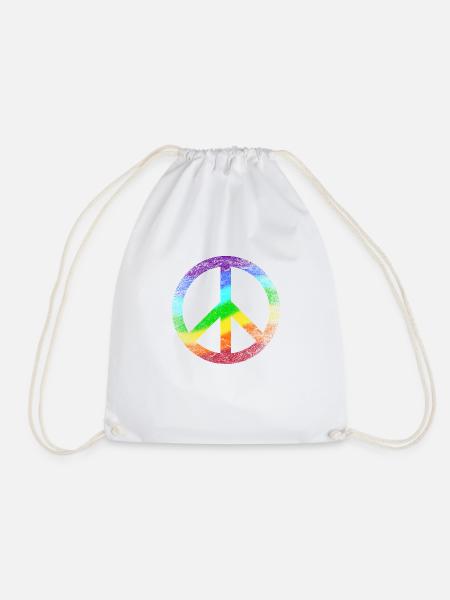 Peace-Zeichen Regenbogen Frieden Pazifist Reggae - Turnbeutel - Weiß