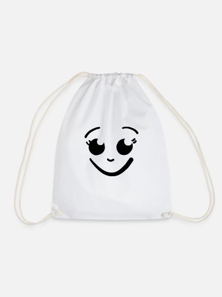 just smile - Drawstring Bag - white