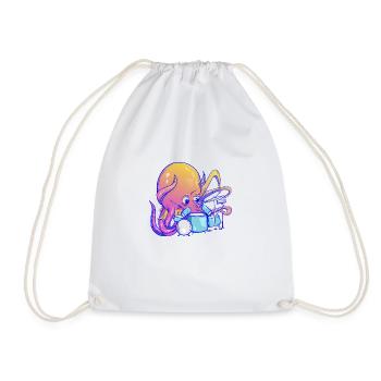 Octopus plays drums - Drawstring Bag - white - Front