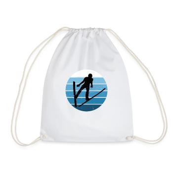 Ski jumping Ski jumper Winter sports Ski flying Fra - Drawstring Bag - white - Front