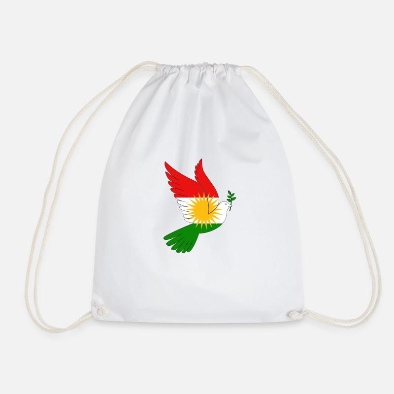 Pigeon Kurdistan Peace - Drawstring Bag - white