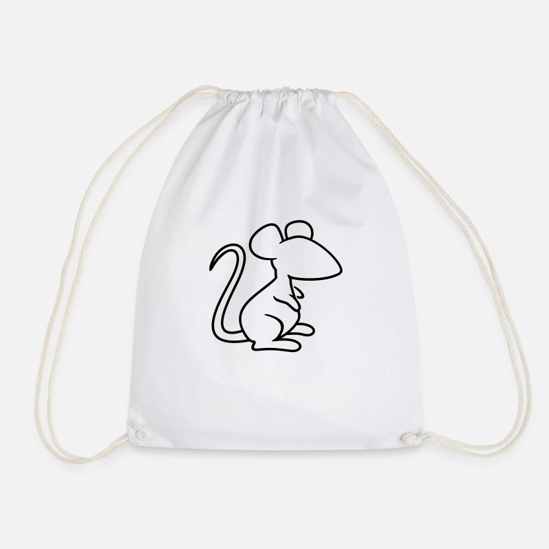 Knuffiges Mäuschen (1c, minimal) - Turnbeutel - Weiß