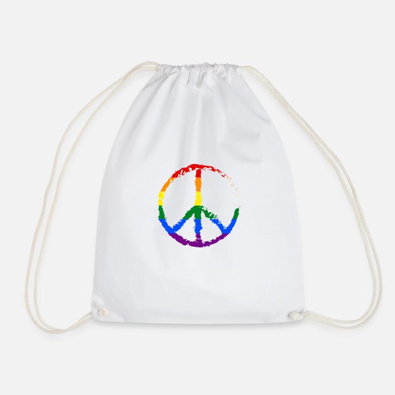 LGBT rainbow flag - Drawstring Bag - white