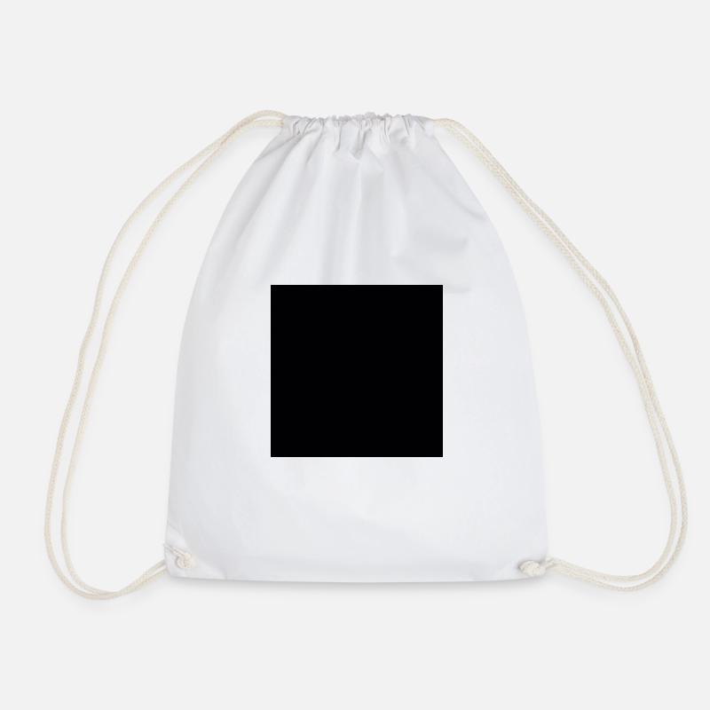 Black Square Background - Drawstring Bag - white