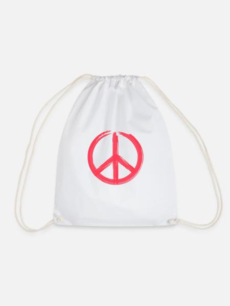 Peace Zeichen - Frieden Zeichen - Logo - Turnbeutel - Weiß