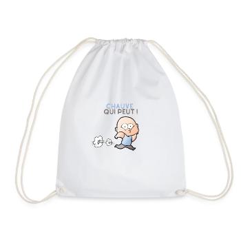 Chauve qui peut ! Cadeau drôle pour homme chauve - Sac de sport léger - blanc - Devant