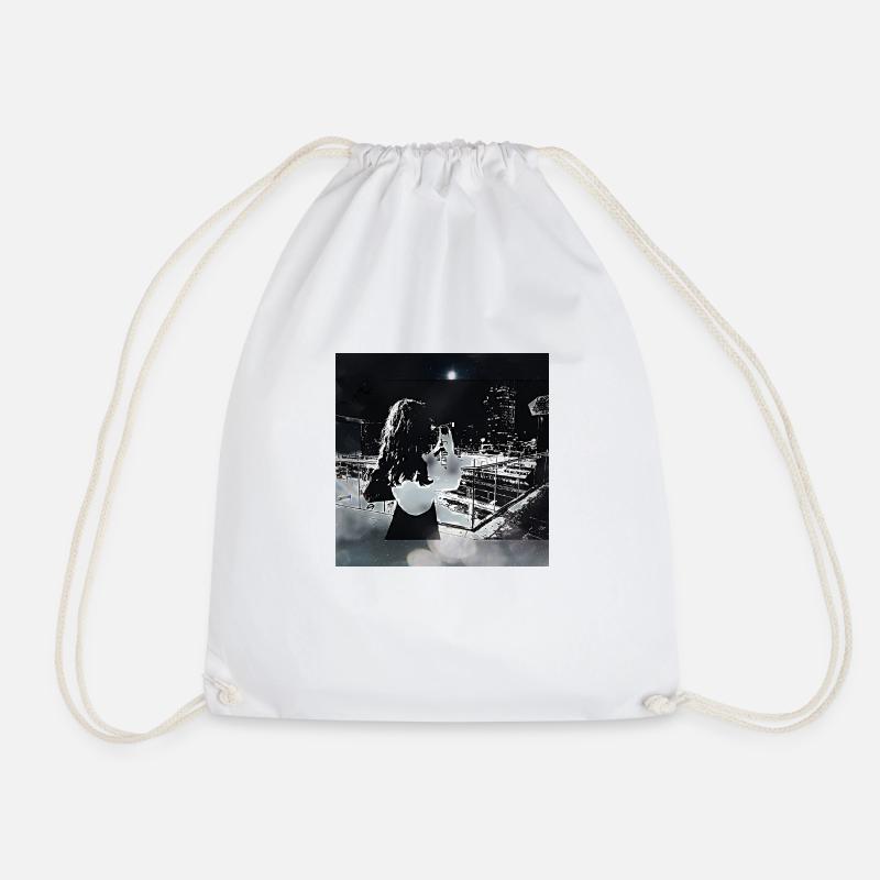 Moonlight Wanderer - Drawstring Bag - white