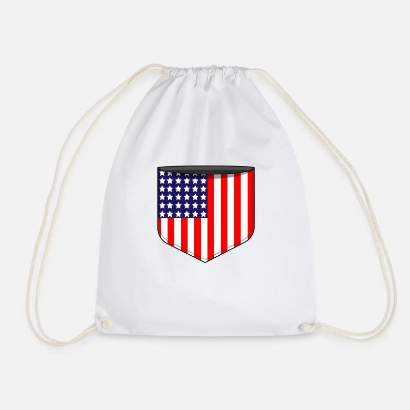USA-Tasche - Turnbeutel - Weiß