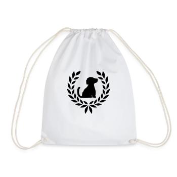 Laurel wreath good dog Silhouette - Drawstring Bag - white - Front