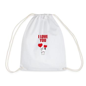 HUND - LIEBE - I LOVE YOU - LUFTBALLONS - Turnbeutel - Weiß - Vorne
