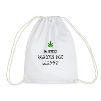 l’herbe me rend heureux cannabis marijuana - Sac de sport léger - blanc - Devant