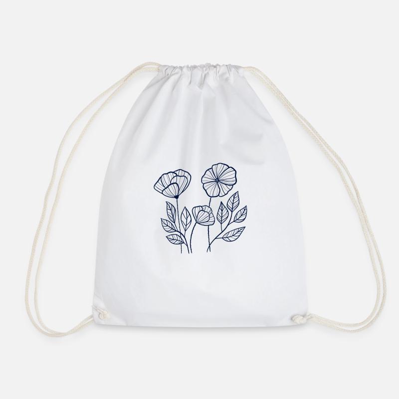 Blue poppies - Drawstring Bag - white