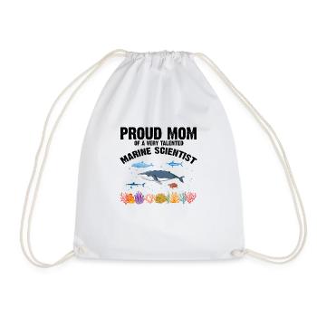 Proud Mom Marine Biologist Marine Biology Sea - Drawstring Bag - white - Front