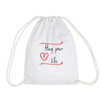 Hug your life - Lebensfreude und positives Denken - Turnbeutel - Weiß - Vorne