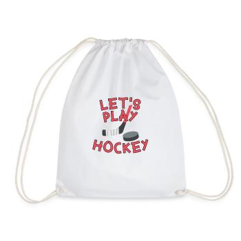 Let's play Hockey Original gift idea Let's play - Drawstring Bag - white - Front