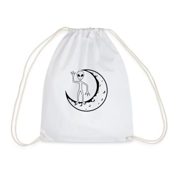 Standing Moon Alien beckons - Drawstring Bag - white - Front