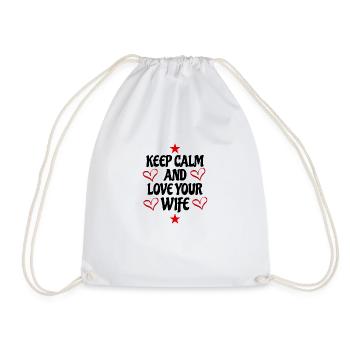 love your wife . - Drawstring Bag - white - Front