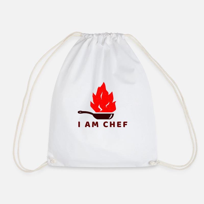 I am Chef Logo - Drawstring Bag - white