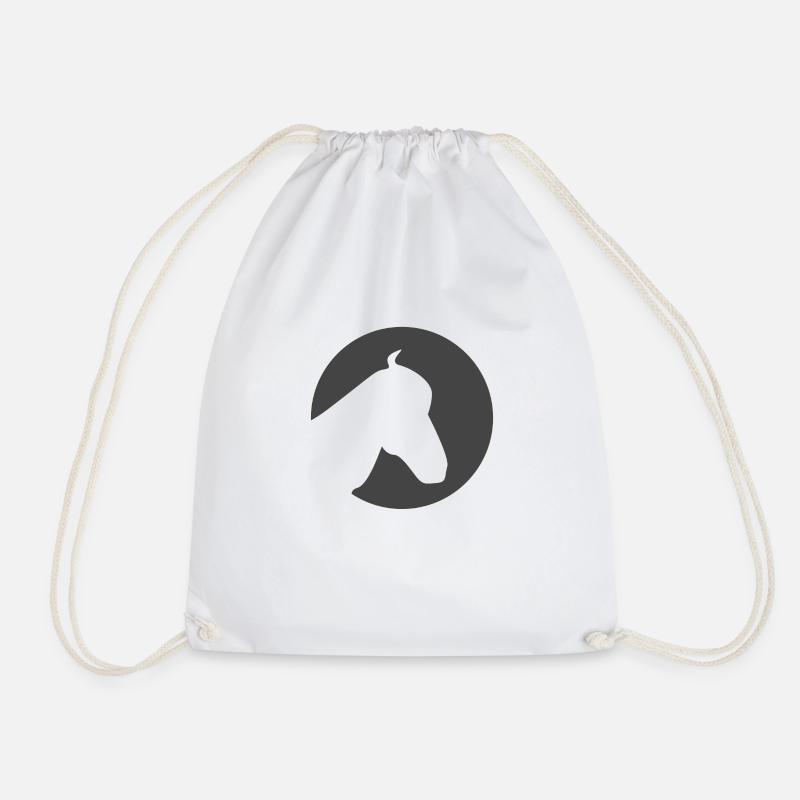 Horse in a circle - Drawstring Bag - white