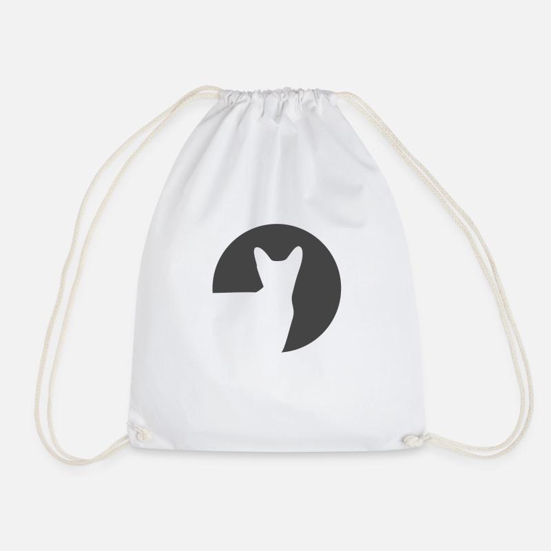 Cat in a circle - Drawstring Bag - white
