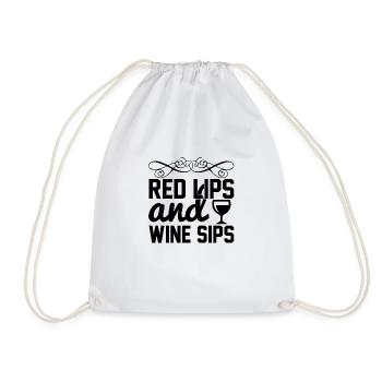 Red Lips and Wine Sips - Turnbeutel - Weiß - Vorne