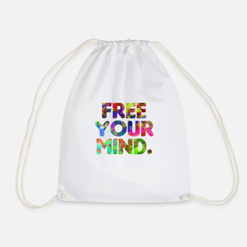 Free your Mind motivation Mindset gym business - Drawstring Bag - white
