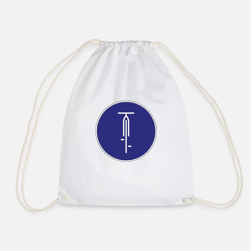 Road sign with bicycle silhouette - Drawstring Bag - white