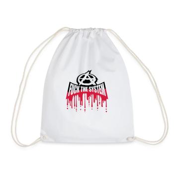 Blood fuck the system - Drawstring Bag - white - Front