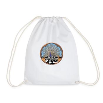 Peacock against an abstract background with infinity - Drawstring Bag - white - Front
