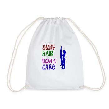 SURF HAIR, DON'T CARE - SURF, SURFING AND SURFERS - Drawstring Bag - white - Front