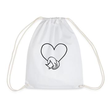 Cats Love Heart Line Art Gift Idea - Drawstring Bag - white - Front