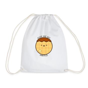 Give me my waffle! Kawaii Waffle lovers - Drawstring Bag - white - Front