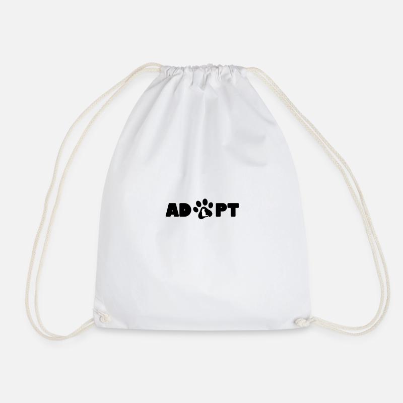 Adopt - cat - Drawstring Bag - white
