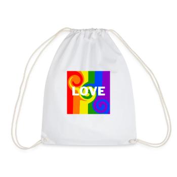 "LOVE" logo, colored and liquefied - Drawstring Bag - white - Front