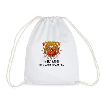 Angry face face angry Swedish Swedish dog - Drawstring Bag - white - Front