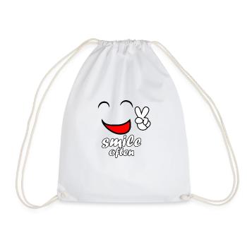 Smile Often - Drawstring Bag - white - Front