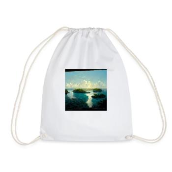 Future Paradise Island Painting - Drawstring Bag - white - Front