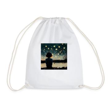 Fille détaillée regardant un ciel étoilé - Sac de sport léger - blanc - Devant