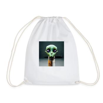 Abstract foreigner on a stick - Drawstring Bag - white - Front