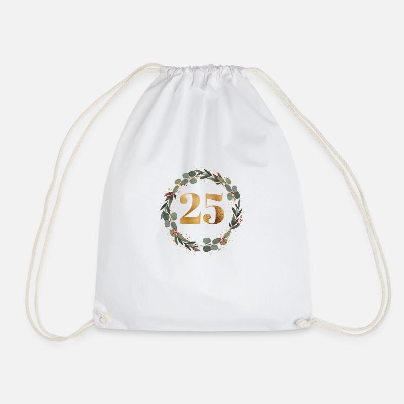 25 Number wreath - Drawstring Bag - white
