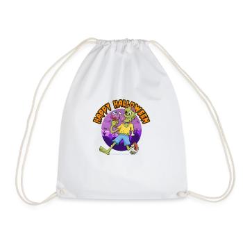 FUN ZOMBIE EATING BRAIN ICE CREAM - Drawstring Bag - white - Front
