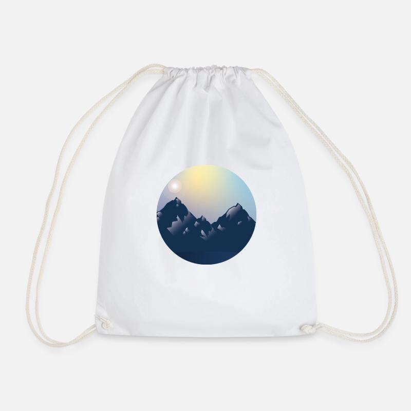 Mountains in a circle - Drawstring Bag - white