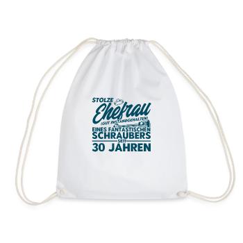 Perlenhochzeit Ehepaar 30. Hochzeitstag Geschenk - Turnbeutel - Weiß - Vorne